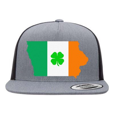 Irish Flag Iowa State Map St Patrick's Day Flat Bill Trucker Hat