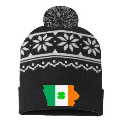 Irish Flag Iowa State Map St Patrick's Day USA-Made Snowflake Beanie