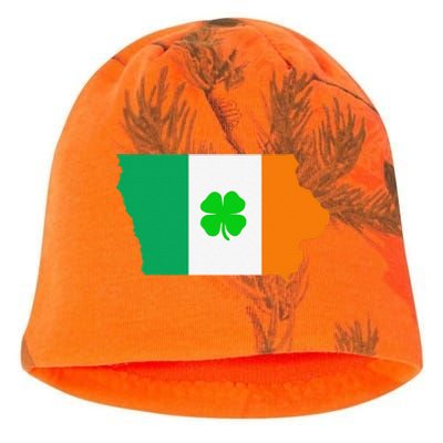 Irish Flag Iowa State Map St Patrick's Day Kati - Camo Knit Beanie