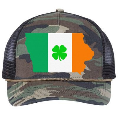 Irish Flag Iowa State Map St Patrick's Day Retro Rope Trucker Hat Cap