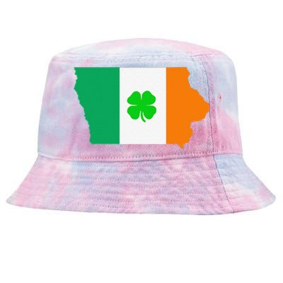 Irish Flag Iowa State Map St Patrick's Day Tie-Dyed Bucket Hat