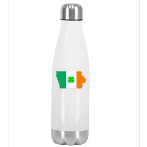 Irish Flag Iowa State Map St Patrick's Day Stainless Steel Insulated Water Bottle