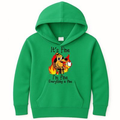 It's Fine I'm Fine Everything Is Fine Funny I'm fine dog Kids Hoodie