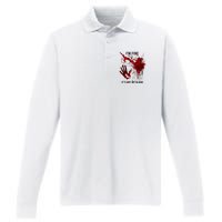 IM Fine ItS Not My Blood Splatter Blood Stained Bloody Performance Long Sleeve Polo