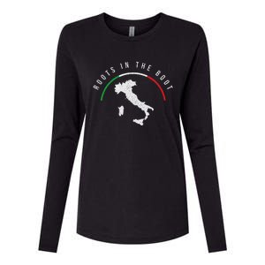 Italy Flag & Italian Map Funny Pun Italia Men Women Womens Cotton Relaxed Long Sleeve T-Shirt