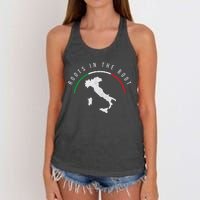 Italy Flag & Italian Map Funny Pun Italia Men Women Women's Knotted Racerback Tank