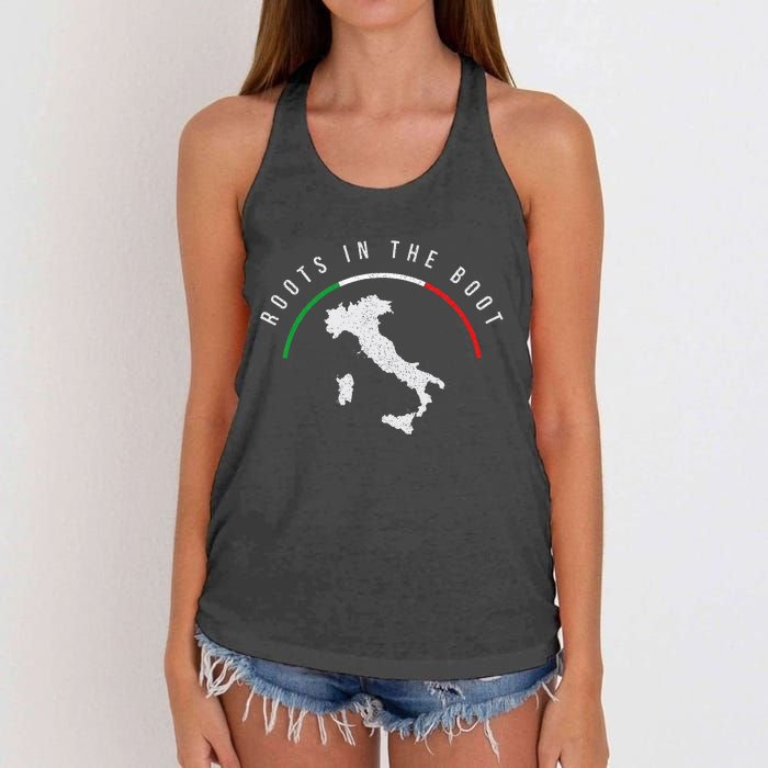 Italy Flag & Italian Map Funny Pun Italia Men Women Women's Knotted Racerback Tank