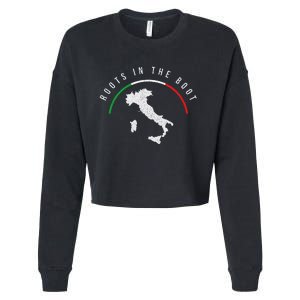 Italy Flag & Italian Map Funny Pun Italia Men Women Cropped Pullover Crew