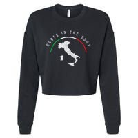 Italy Flag & Italian Map Funny Pun Italia Men Women Cropped Pullover Crew