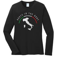 Italy Flag & Italian Map Funny Pun Italia Men Women Ladies Long Sleeve Shirt