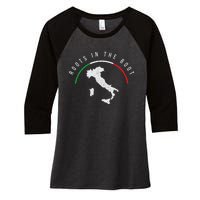 Italy Flag & Italian Map Funny Pun Italia Men Women Women's Tri-Blend 3/4-Sleeve Raglan Shirt