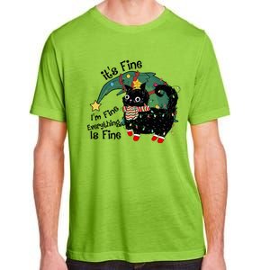 ItS Fine IM Fine Santa Black Cat Xmas Lights Christmas Gift Adult ChromaSoft Performance T-Shirt