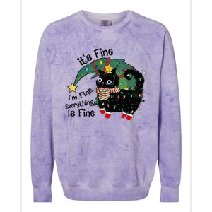 ItS Fine IM Fine Santa Black Cat Xmas Lights Christmas Gift Colorblast Crewneck Sweatshirt