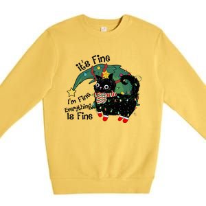 ItS Fine IM Fine Santa Black Cat Xmas Lights Christmas Gift Premium Crewneck Sweatshirt