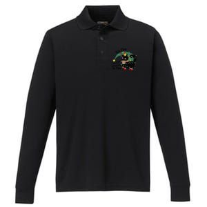 ItS Fine IM Fine Santa Black Cat Xmas Lights Christmas Gift Performance Long Sleeve Polo