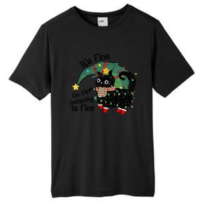 ItS Fine IM Fine Santa Black Cat Xmas Lights Christmas Gift Tall Fusion ChromaSoft Performance T-Shirt