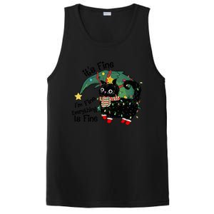 ItS Fine IM Fine Santa Black Cat Xmas Lights Christmas Gift PosiCharge Competitor Tank