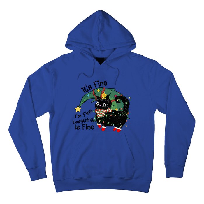 ItS Fine IM Fine Santa Black Cat Xmas Lights Christmas Gift Hoodie