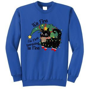 ItS Fine IM Fine Santa Black Cat Xmas Lights Christmas Gift Sweatshirt