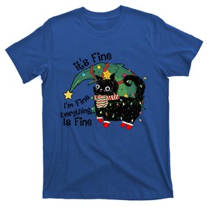 ItS Fine IM Fine Santa Black Cat Xmas Lights Christmas Gift T-Shirt