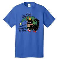 ItS Fine IM Fine Santa Black Cat Xmas Lights Christmas Gift Tall T-Shirt