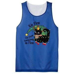 ItS Fine IM Fine Santa Black Cat Xmas Lights Christmas Gift Mesh Reversible Basketball Jersey Tank