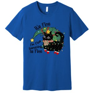 ItS Fine IM Fine Santa Black Cat Xmas Lights Christmas Gift Premium T-Shirt