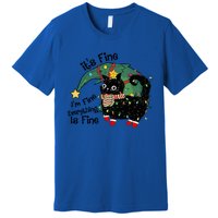 ItS Fine IM Fine Santa Black Cat Xmas Lights Christmas Gift Premium T-Shirt