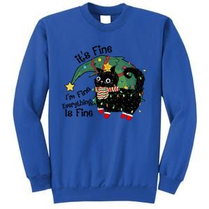 ItS Fine IM Fine Santa Black Cat Xmas Lights Christmas Gift Tall Sweatshirt