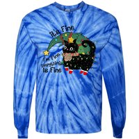 ItS Fine IM Fine Santa Black Cat Xmas Lights Christmas Gift Tie-Dye Long Sleeve Shirt