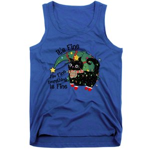 ItS Fine IM Fine Santa Black Cat Xmas Lights Christmas Gift Tank Top