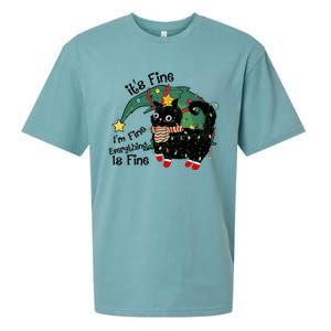 ItS Fine IM Fine Santa Black Cat Xmas Lights Christmas Gift Sueded Cloud Jersey T-Shirt