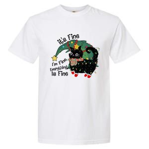 ItS Fine IM Fine Santa Black Cat Xmas Lights Christmas Gift Garment-Dyed Heavyweight T-Shirt