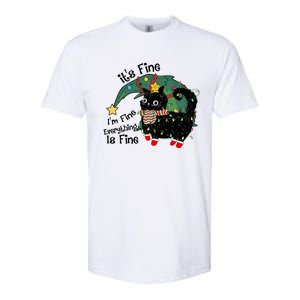 ItS Fine IM Fine Santa Black Cat Xmas Lights Christmas Gift Softstyle CVC T-Shirt