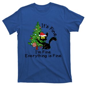 ItS Fine IM Fine Santa Black Cat Xmas Tree Funny Christmas Cool Gift T-Shirt