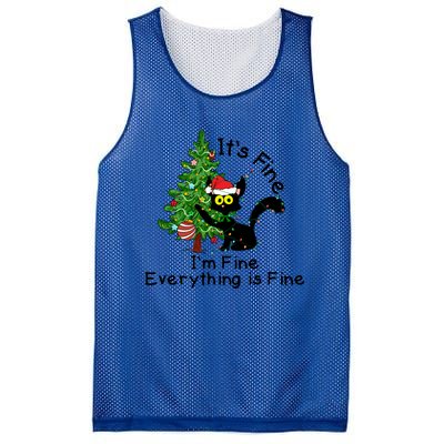 ItS Fine IM Fine Santa Black Cat Xmas Tree Funny Christmas Cool Gift Mesh Reversible Basketball Jersey Tank