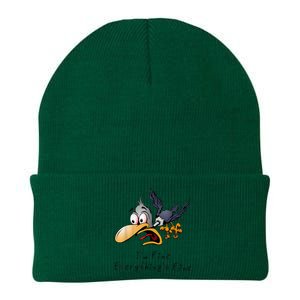 It's Fine I'm Fine Everything Is Fine Funny Cartoon Bird Knit Cap Winter Beanie