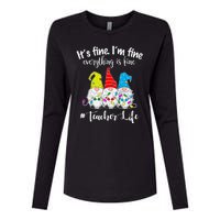 It's Fine I'm Fine Everything Is Fine Christmas Gnomes Teacher Life Womens Cotton Relaxed Long Sleeve T-Shirt