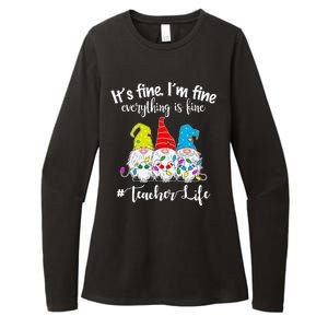 It's Fine I'm Fine Everything Is Fine Christmas Gnomes Teacher Life Womens CVC Long Sleeve Shirt