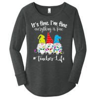 It's Fine I'm Fine Everything Is Fine Christmas Gnomes Teacher Life Women's Perfect Tri Tunic Long Sleeve Shirt