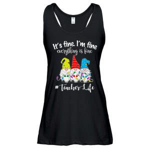 It's Fine I'm Fine Everything Is Fine Christmas Gnomes Teacher Life Ladies Essential Flowy Tank