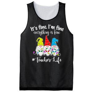 It's Fine I'm Fine Everything Is Fine Christmas Gnomes Teacher Life Mesh Reversible Basketball Jersey Tank