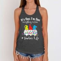 It's Fine I'm Fine Everything Is Fine Christmas Gnomes Teacher Life Women's Knotted Racerback Tank