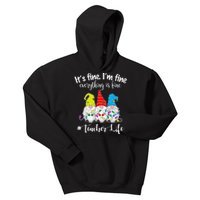 It's Fine I'm Fine Everything Is Fine Christmas Gnomes Teacher Life Kids Hoodie