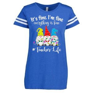 It's Fine I'm Fine Everything Is Fine Christmas Gnomes Teacher Life Enza Ladies Jersey Football T-Shirt