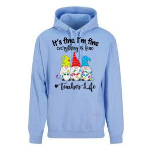 It's Fine I'm Fine Everything Is Fine Christmas Gnomes Teacher Life Unisex Surf Hoodie