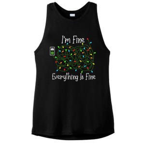 It's Fine I'm Fine Everything Is Fine Funny Christmas Lights  Ladies PosiCharge Tri-Blend Wicking Tank