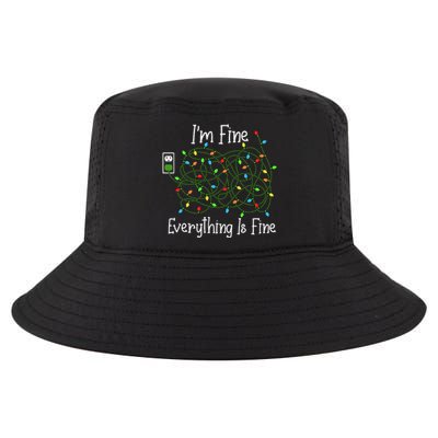 It's Fine I'm Fine Everything Is Fine Funny Christmas Lights  Cool Comfort Performance Bucket Hat