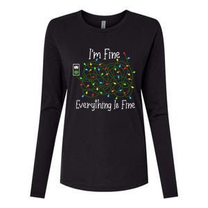 It's Fine I'm Fine Everything Is Fine Funny Christmas Lights  Womens Cotton Relaxed Long Sleeve T-Shirt