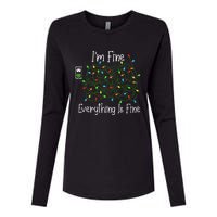 It's Fine I'm Fine Everything Is Fine Funny Christmas Lights  Womens Cotton Relaxed Long Sleeve T-Shirt